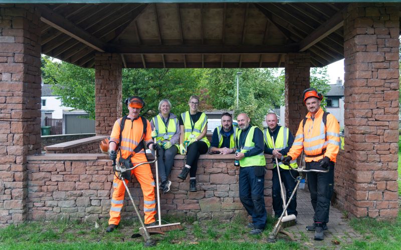 The Eden team rests during an estate tidy up