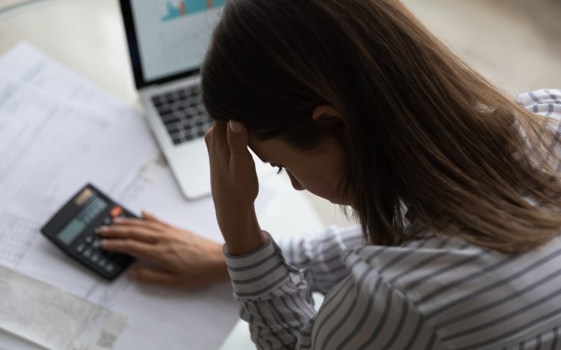 Woman frustrated with payment